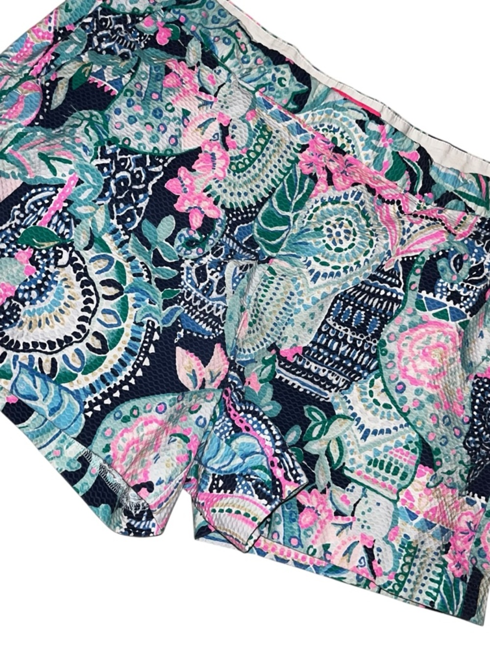 Lilly Pulitzer blue pink 100% cotton summer shorts 12 - Picture 2 of 5